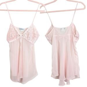 Y2K Vintage Coquette Pink Lace & Embroidered Lingerie Top Women's Size Medium